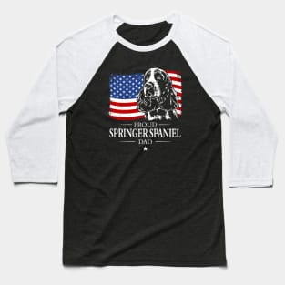 Proud Springer Spaniel Dad American Flag patriotic gift dog Baseball T-Shirt